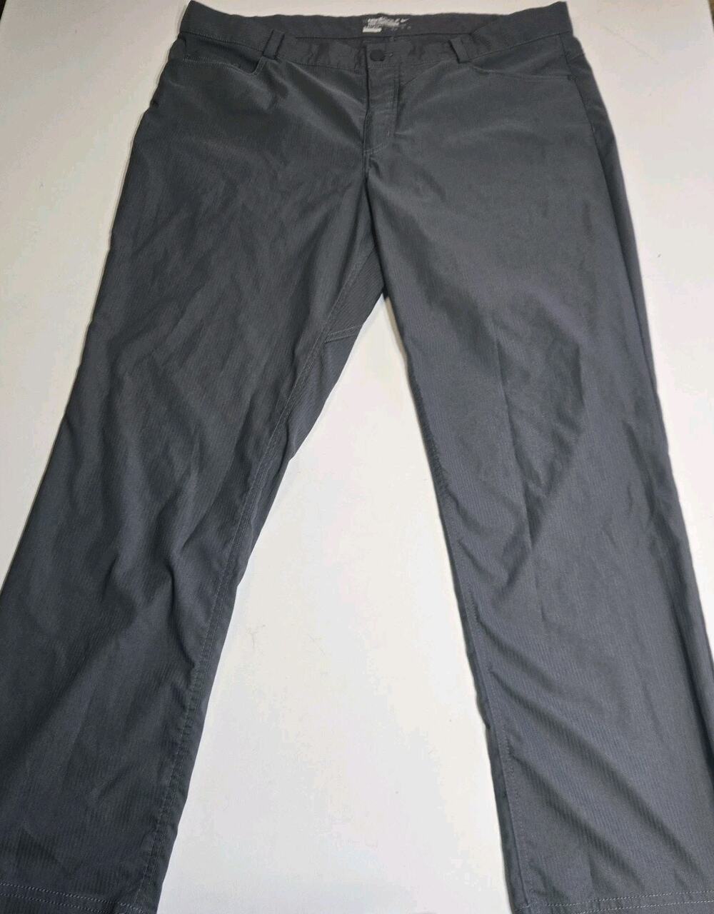 Nike Golf Tour Performance Dri-Fit Pants Men's 38x30 Gray Herringbone Flat Front